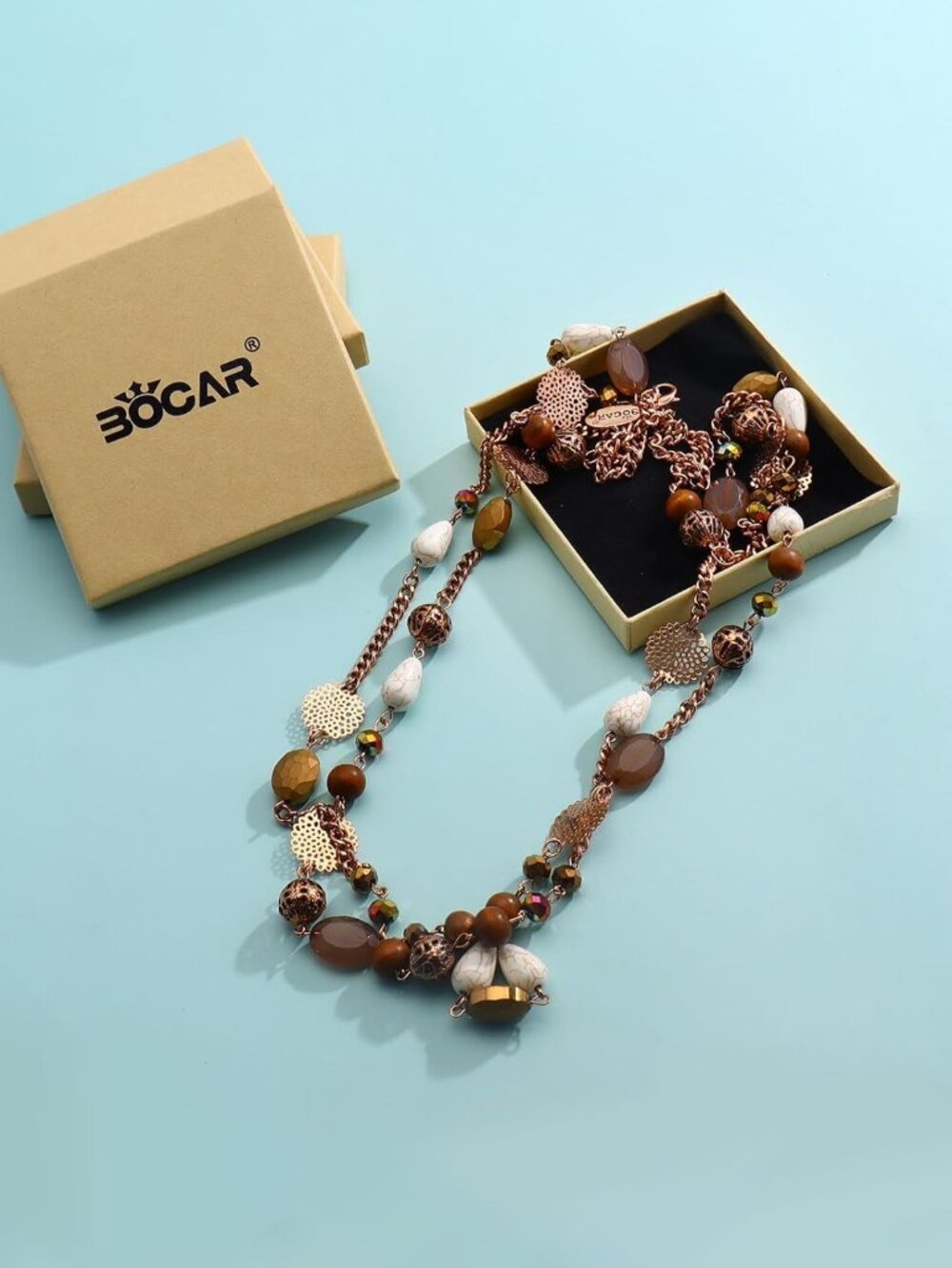 Long Necklaces for Women Trendy, Boho Layered Crystal Beaded Collar Necklaces fo - Picture 7 of 7